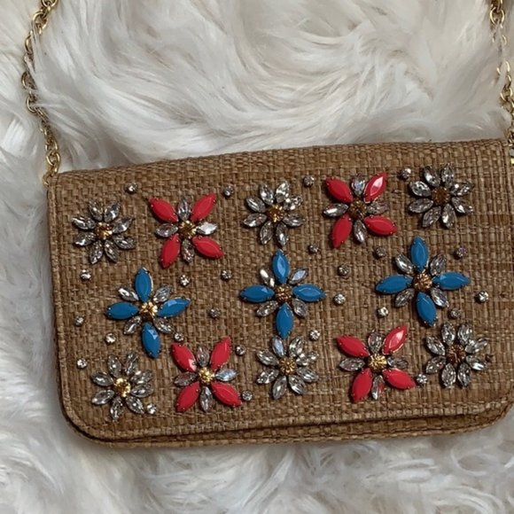 Dolce & Gabbana Floral Embellished Raffia Clutch - Picture 3 of 4